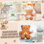 Seenelling 8 Sets Bear Diaper Changing Baby Shower Game Kit, Brown, White - Image 6