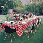 Hiasan Checkered Tablecloth Rectangle 70 x 140 Inch, Red and White - Image 2