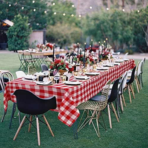Hiasan Red and White Plaid Tablecloth Waterproof, 2 Pack, 60 x 84 inch - Image 2