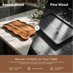 7-Piece Acacia Wood Dessert Table Display Set with 4 Wavy Trays - Image 5
