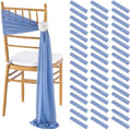 Fanqisi Dusty Blue Chair Sashes 48 Packs 8ft Long Draping Fabric Chair Cover for Ceremony Outdoor Banquet Decorations by Fanqisi