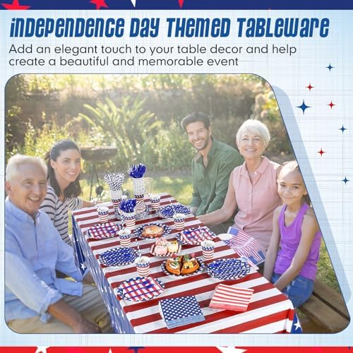 Funnymoom 452 Pcs Patriotic Paper Plates Napkins Cups Set Party Supplies - Image 5