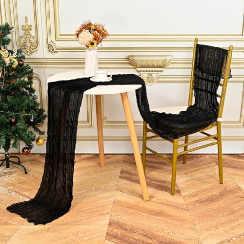 24 Pack Black 10Ft Cheesecloth Table Runner - Image 5