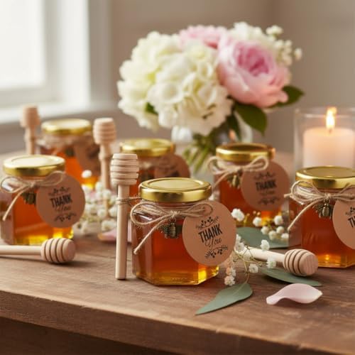 Adabocute Honey Pot, Glass Honey Jars, Mini Glass Jars 2oz 30 Pack - Image 4