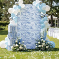 VitalCozy 7.2ft Blue Toile De Jouy Arch Backdrop Cover by VitalCozy