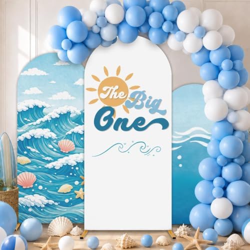 3Pcs The Big 1st Birthday Arch Backdrop Cover,Beach Party Decorations - Image 2
