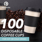Promora 16 oz Natural Cream Disposable Coffee Cups with Lids & Sleeves, Hot Coffee Cup Sleeves Disposable, Premium Insulated To Go Coffee Paper Cups with Lids & Sleeves (16 oz, Pack of 100) - Image 3
