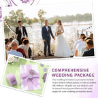 Fullhawl 50 Sets Wedding Invitations Wraps Set Pre Folded Vellum Jackets for 5 x 7 Invitations Dried Flowers Wax Seal Stickers Chiffon Silk Ribbon for Wedding Birthday Bridal Shower Craft DIY (Purple) - Image 5