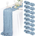 20 Pack Dusty Blue Cheesecloth Table Runner 10FT Long Boho Gauze Fabric Table Runner Vintage Rustic Sheer Runners for Wedding Party Bridal Baby Shower Table Decorations by Lamshionow