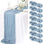 20 Pack Dusty Blue Cheesecloth Table Runner 10FT Long Boho Gauze Fabric Table Runner Vintage Rustic Sheer Runners for Wedding Party Bridal Baby Shower Table Decorations by Lamshionow