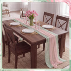 6 Pcs Sage Green and Dusty Pink Fairy Party Gauze Table Runner - Image 6