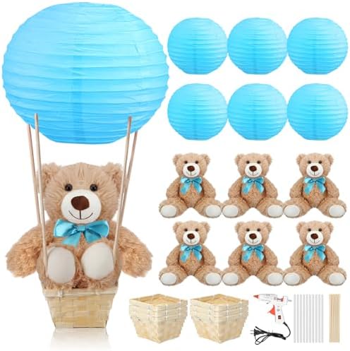 Sosation 6 Sets Hot Air Balloon with Bear Stick Glue Gun, Blue by Sosation