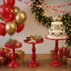 Red 3Pcs Metal Round Vintage Cake Stand Set 8"10"12" Dessert Display - Image 3