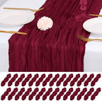 28 Pack Burgundy Cheesecloth Table Runner 17x108 Inch Semi Sheer Boho Gauze Cheese Cloth Fabric Table Runners, for Wedding Party Baby Shower Birthday Home Decor Garden Farmhouse by Unknown