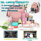 Diaper Bag Backpack with Changing Station, Pink - Image 2