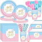Potchen 452 Pcs Boy or Girl Plates Napkins Party Supply, Blue Pink by Potchen