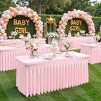 6 Pack Pink Spandex Tablecloths for Rectangle Tables 8 Foot Pink Stretch Table Cloth Rectangle 8ft Elastic Fitted Table Cover with Skirt for Wedding Baby Shower Girl Birthday Party Banquet Buffet - Image 4