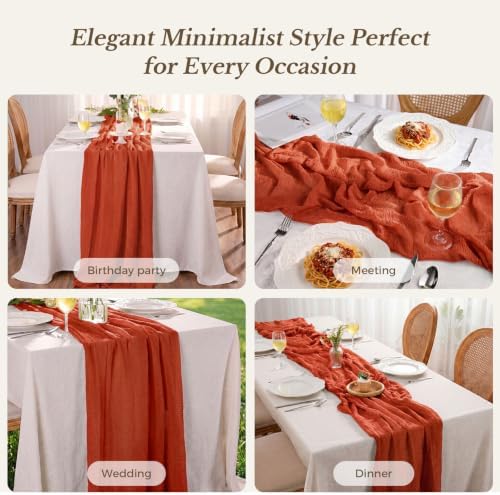 Goodluck 6 Pack Terracotta Cheesecloth Table Runner 35" x 120" Extra Wide - Image 5