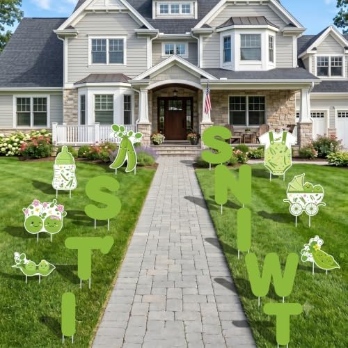 15Pcs Two Peas in a Pod It's Twins Yard Signs with Stakes, Sweet Pea Baby Shower Lawn Decorations, Green Welcome Home Twin Baby Boy Girl Outdoor Sign for Gender Reveal Party Supplies Photo Props - Image 4