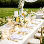 GATHER 176PCS White Gold Plastic Plates Disposable for Wedding Party - Image 4