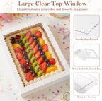 19x14x5 Inch Half Sheet Cake Box with Cake Board & Ribbon, 4 Pack - Image 3