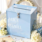 OASF&QPPTY Custom Wedding Card Box with Lock, Elegant Personalized Wedding Card Box for Reception, Graduation, Baby Shower - Secure PVC Money Box for Cards and Well Wishes, Elegant Party Table Decor by Unknown