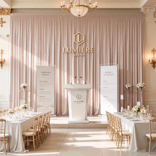 20x10ft Blush Nude Backdrop Curtain Panels for Parties - Wrinkle Free Polyester Photo Curtain Backdrop Wedding Back Drop Fabric Drapes for Party Decorations Background for Photography - Image 7