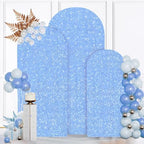 MODFUNS Sequin Arch Covers Baby Blue Arch Cover Set of 3 Wedding Arch Cover 6ft 6.6ft 7.2ft Glitter Spandex Arch Cover Balloon Arch Stand Cover Round Top Arch Backdrop Cover for Baby Bridal Shower by MODFUNS