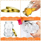 Patelai 24 Pack 6 oz Glass Bear Shaped Honey Jars with Lids Reusable Small Tilted Bear Glass Bottles Containers Dispenser for Candies, Birthday Wedding Party Favors(Classic,Gold) - Image 3