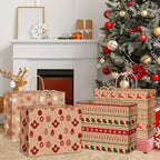 Gueevin 24 Piece Large Christmas Kraft Gift Bags with Handle 12.5 x 10 x 4.5 Inch Xmas Holiday Paper Treat Candy Goodie Bags with Snowflake Elk Socks Patterns for Christmas Party Favor Present Giving - Image 6
