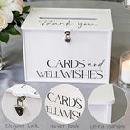 Large Wedding Card Box with Lock & Slot, Elegant White Wedding Card Boxes for Reception Money Gift Envelope Cards, DIY Gift Cards Box for Party Engagement Baby Bridal Shower Table Decor - Image 5