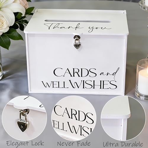 Large Wedding Card Box with Lock & Slot, Elegant White Wedding Card Boxes for Reception Money Gift Envelope Cards, DIY Gift Cards Box for Party Engagement Baby Bridal Shower Table Decor - Image 5