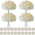 100 Pcs Faux Champagne Hydrangea Artificial Flowers Bulk, Fake Silk Hydrangea Flowers Heads with Stems for Wedding Decorations Garden Party Baby Shower Porch Home Decor Table Centerpieces by Cherica