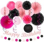 Champagne-Gold Beige Fall Boho Birthday Party-Decorations and Hot-Pink Black Girls-Women Birthday Party-Decorations - Image 6