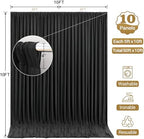 50x10ft Black Backdrop Curtain Panels for Parties - Wrinkle Free Polyester Photo Curtain Backdrop Wedding Back Drop Fabric Drapes for Party Decorations Background for Photography - Image 4