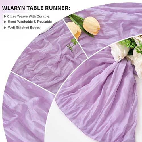 16 Pack Lavender Cheesecloth Table Runner 21.5 x 120 Inches Boho Gauze Table Runners 10FT Long Cheese Cloth Table Runner for Bridal Shower Baby Shower Birthday Party Wedding Decor - Image 5