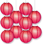 PaperLanternStore.com 12" Hot Pink Paper Lantern Party Pack with Remote Controlled LED Lights (10-Pack Combo Kit) - Image 6