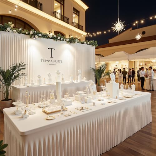 4 Pack White Spandex Table Cloths for 6FT Rectangle Tables, Elastic Fitted Stretch Tablecloth 30x72 Inch, Wrinkle Free White Table Cover Skirt for Banquet, Wedding, Baby Shower & Parties - Image 2