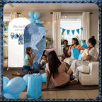 2 Pcs 7.2Ft/ 6 ft Blue Jean Baby Shower Decorations Blue Jean Baby is on The Way Arch Backdrop Cover for Denim Baby Shower Party Gender Reveal Birthday Party Photo - Image 5