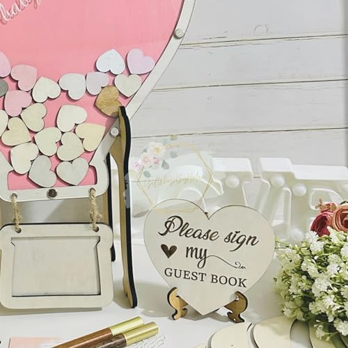 Baby Shower Guest Book Alternative, Hot Air Balloon Drop Box Frame, Hearts - Image 3