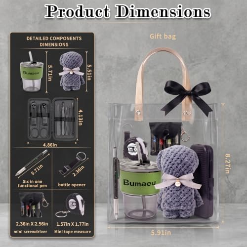 4 Sets Baby Shower Prizes for Men with Nail Clippers Towels Bottle Opener Cups Pens Tape Measure Screwdriver Ribbons Gift Bags Applicable Baby Shower Prizes for Game Winners - Image 5