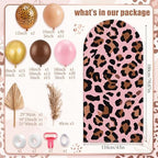 Boho Cheetah Print Balloon Arch Kit with Palm Leaf Fan Pampas Grass, 6ft Leopard Print Backdrop Cover 154 Pcs Balloon Garland, Pink Cheetah Birthday Decorations for Wedding Baby Shower Girls Women - Image 2