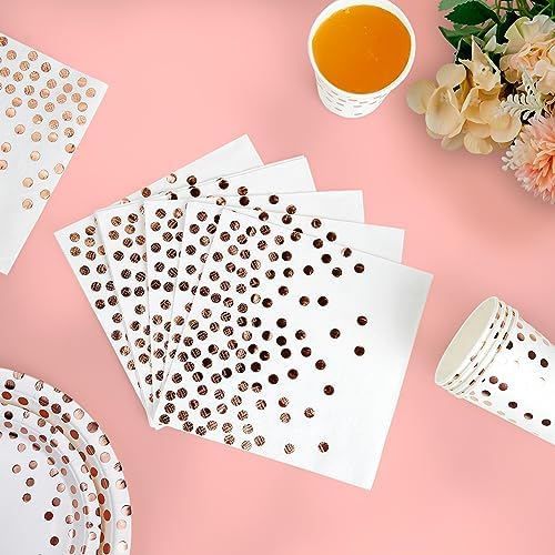JOLLY PARTY White & Rose Gold Paper Plates 350PCS Disposable Dinnerware Set - Image 4