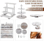 Roowest Set of 6 Wood Dessert Table Display Stands 3 Tier,Vintage White - Image 4