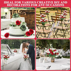 Zeyune 8 Pack 12 Inch Artificial Rose Bouquet, Red and White - Image 6