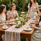 Pink Floral Table Runner 10ft Embroidery Tulle Spring Wildflower Gauze Table Runner Seasonal Summer Butterfly Kitchen Dining Decoration for Wedding Baby Shower Birthday Party (6 Pcs) - Image 4