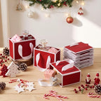 Yeaqee 50 Pcs Mini Metallic Paper Gift Bags with Handle, Red White - Image 5