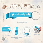 50 Sets Baby Shower Favors Shot Glasses Keychain Gifts, Cowboy, Blue - Image 3