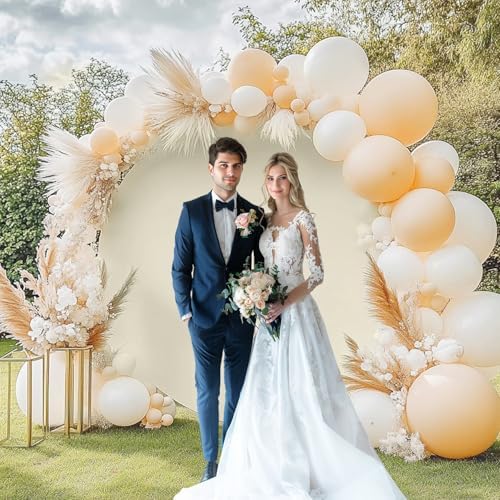 Gallety 2 Pcs 7.2 FT Ivory Round Backdrop Cover for 5 to 7.2ft Circle Arch Stand with Oh Baby and Happy Birthday Decal Sign - Arch Backdrop Cover for Wedding Party Photography Decoration - Image 5