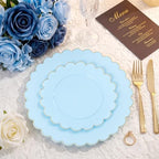 LIYH 120 Pcs Heavy Duty Baby Blue Scalloped Plastic Plates with Gold Rim - Image 2